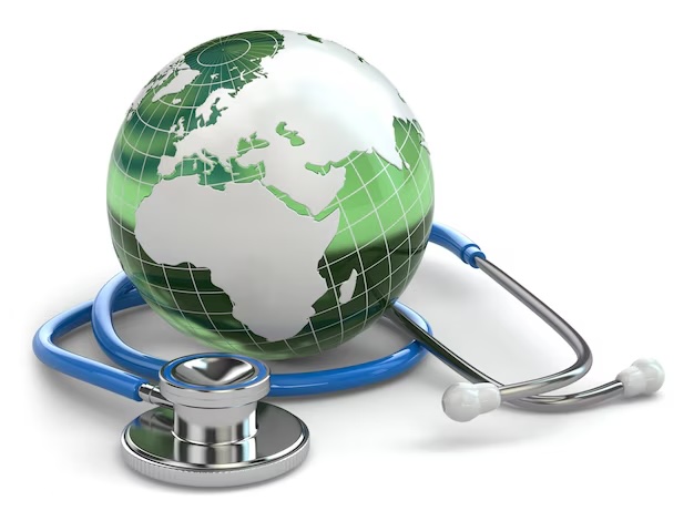 Un stéthoscope entourant une planète verte